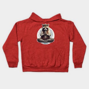 Yoga meditation racoon mandala Kids Hoodie